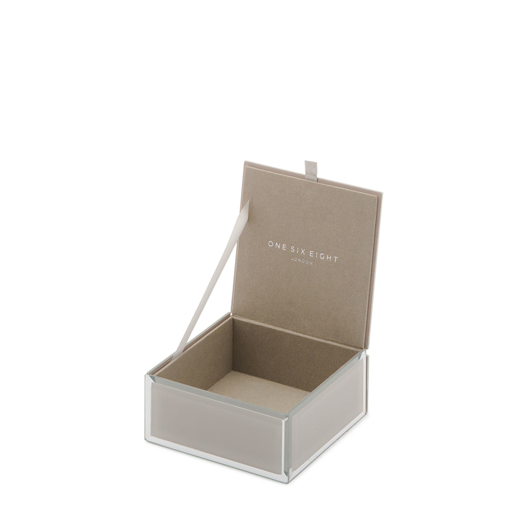 One Six Eight London Sara Glass Jewellery Box - Cool Grey Small