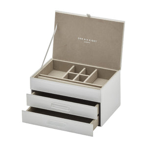 One Six Eight London Gabriella Glass Jewellery Box - White Medium