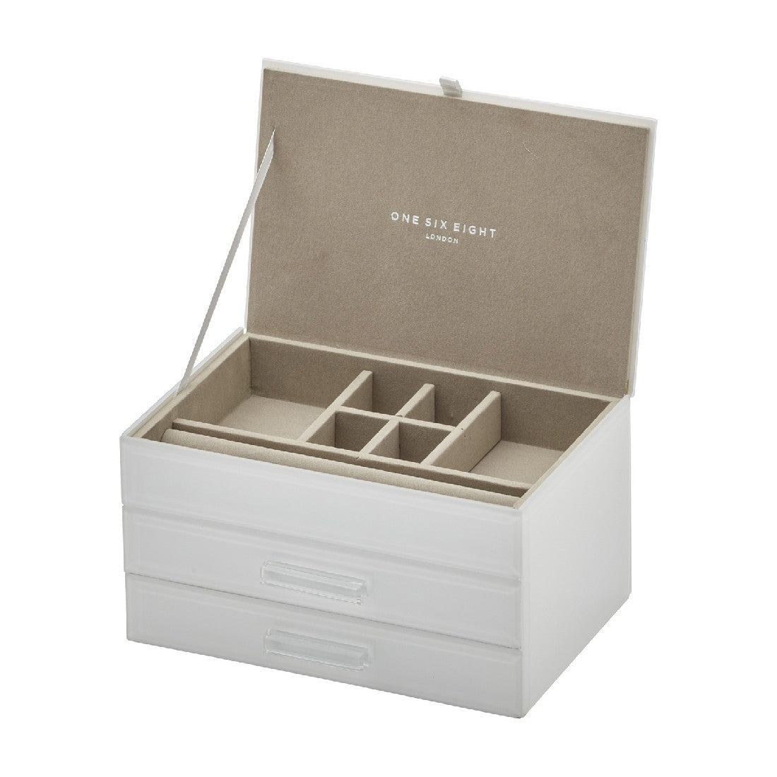 One Six Eight London Gabriella Glass Jewellery Box - White Medium