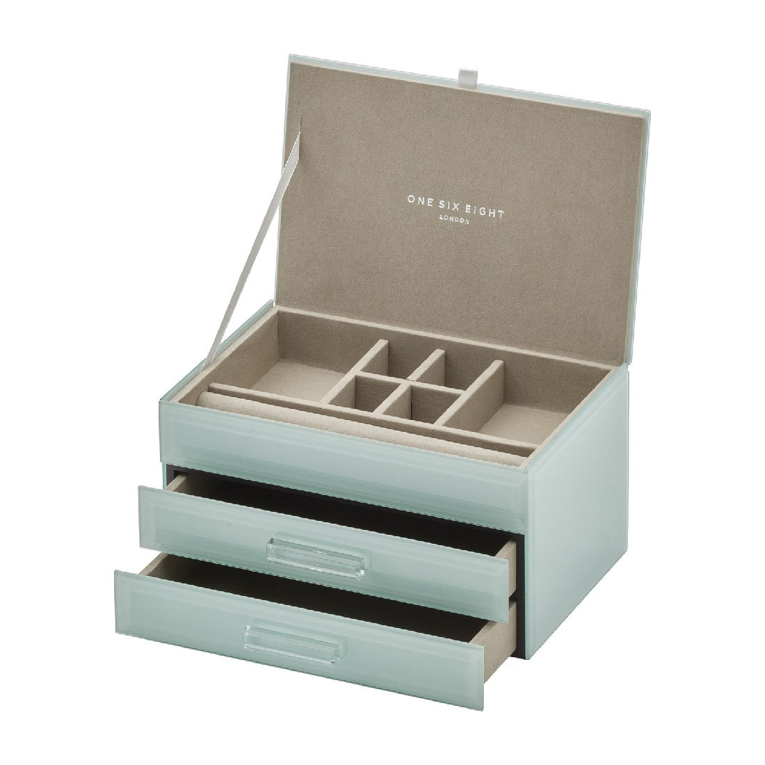 One Six Eight London Gabriella Glass Jewellery Box - Mint Medium