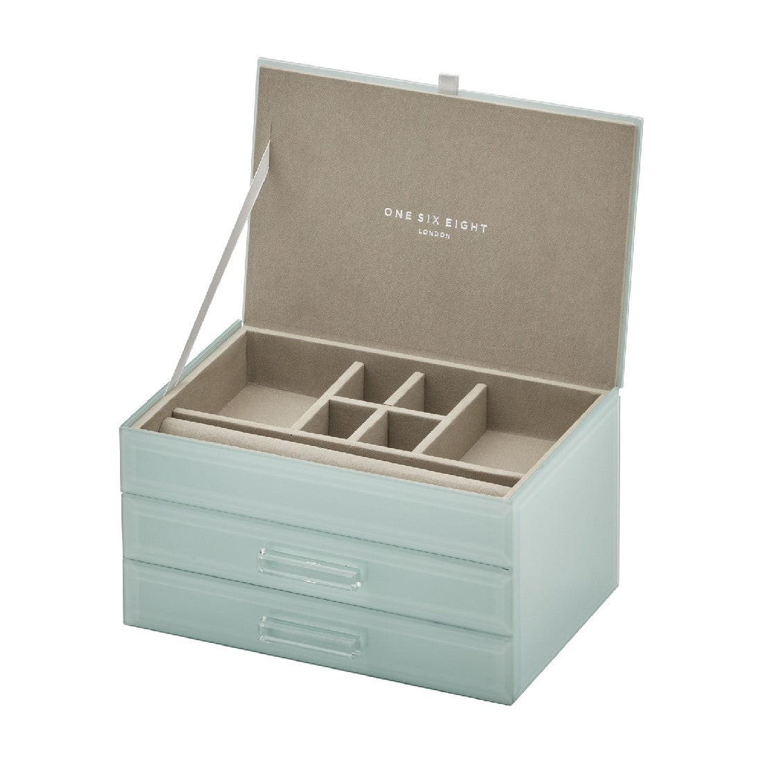 One Six Eight London Gabriella Glass Jewellery Box - Mint Medium