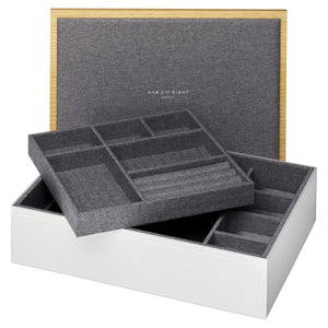 One Six Eight London Eva Jewellery Box - Glass/Wooden White XL