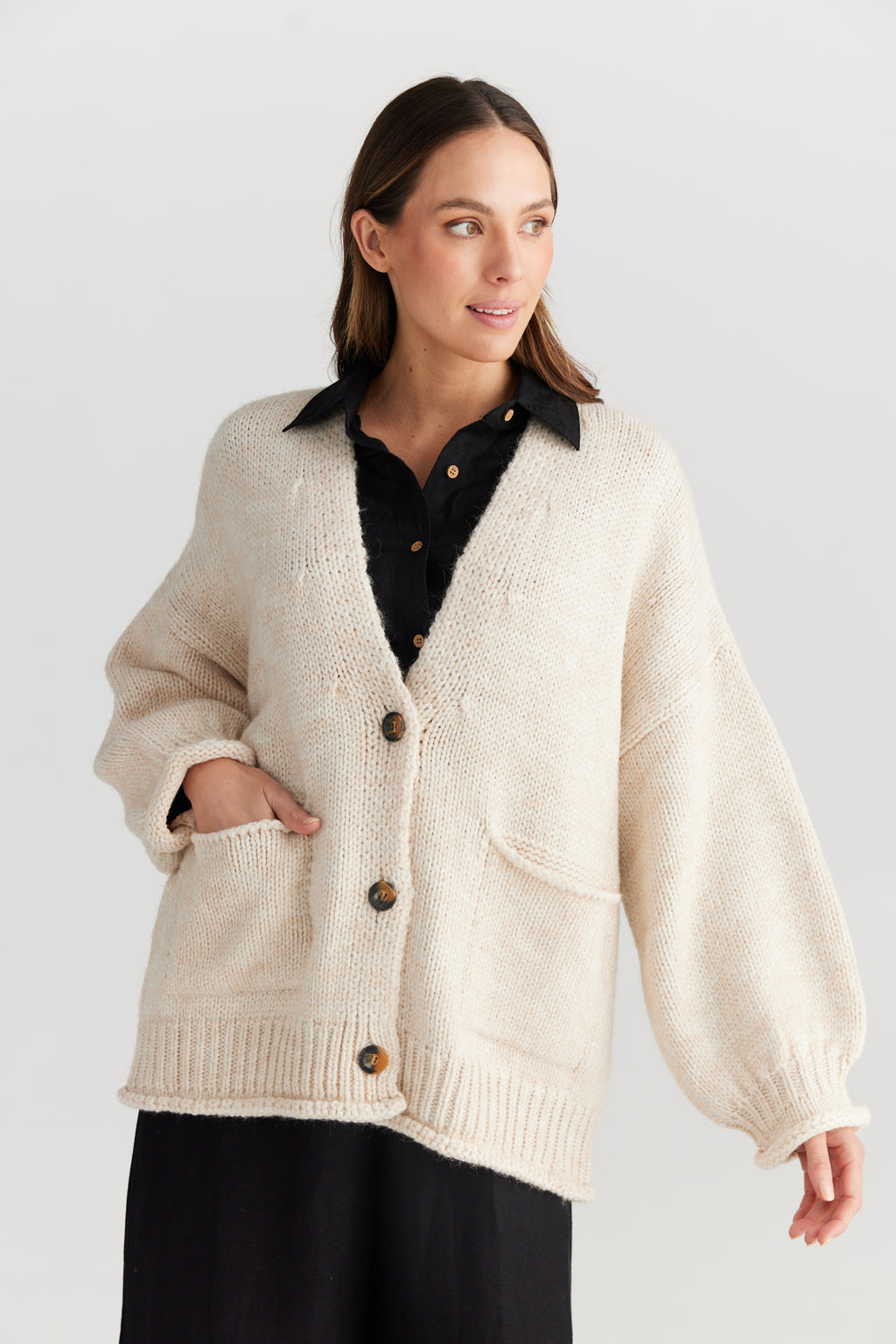 The Shanty Corporation Abrazo Cardigan - Natural [CLR:FOREST SZ:S/M]