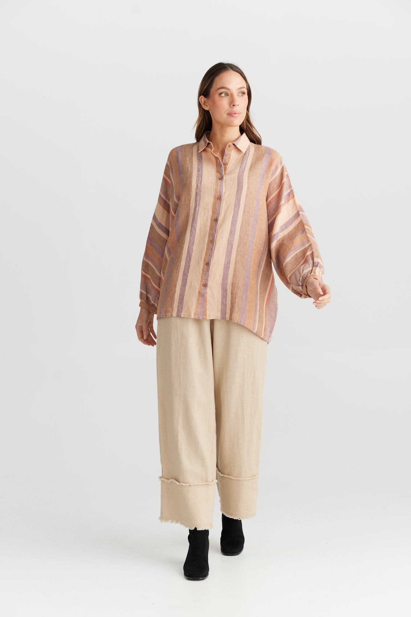 The Shanty Corporation Milano Shirt- Santal Stripe [CLR:SANTAL STRIPE SZ:S]