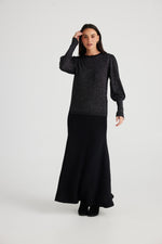 Load image into Gallery viewer, Brave+True Domenica Knit Top - Black with Sparkle [CLR:BLACK/SPARKLE SZ:S]
