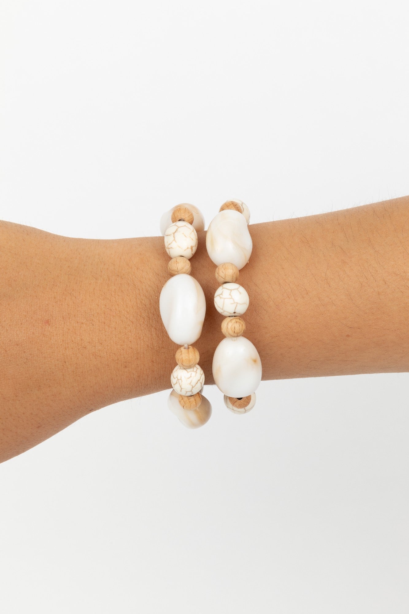 Holiday Mando Bracelet Set of 2 - Natural Marble