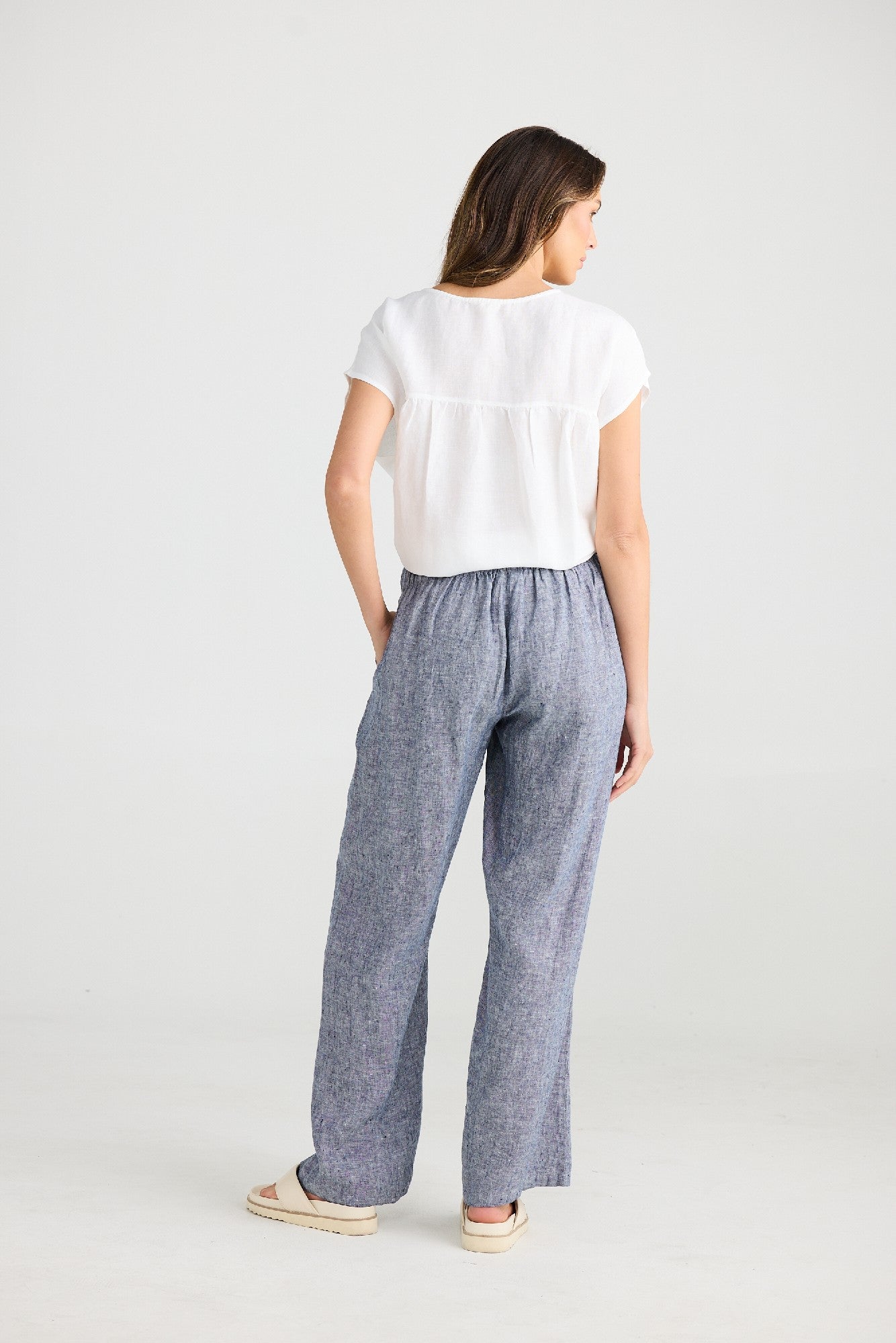 The Shanty Corporation Souk Linen Pant - Navy Fleck [CLR:NAVY FLECK SZ:XS]