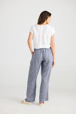 Load image into Gallery viewer, The Shanty Corporation Souk Linen Pant - Navy Fleck [CLR:NAVY FLECK SZ:XS]
