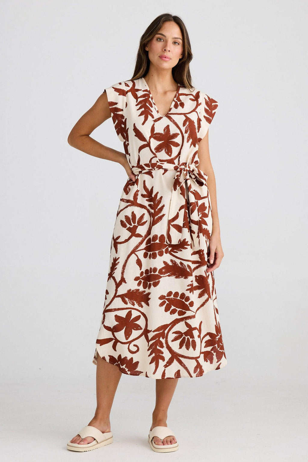 The Shanty Corporation Sebou Linen Dress - Cuban Bloom [CLR:CUBAN BLOOM SZ:XS]