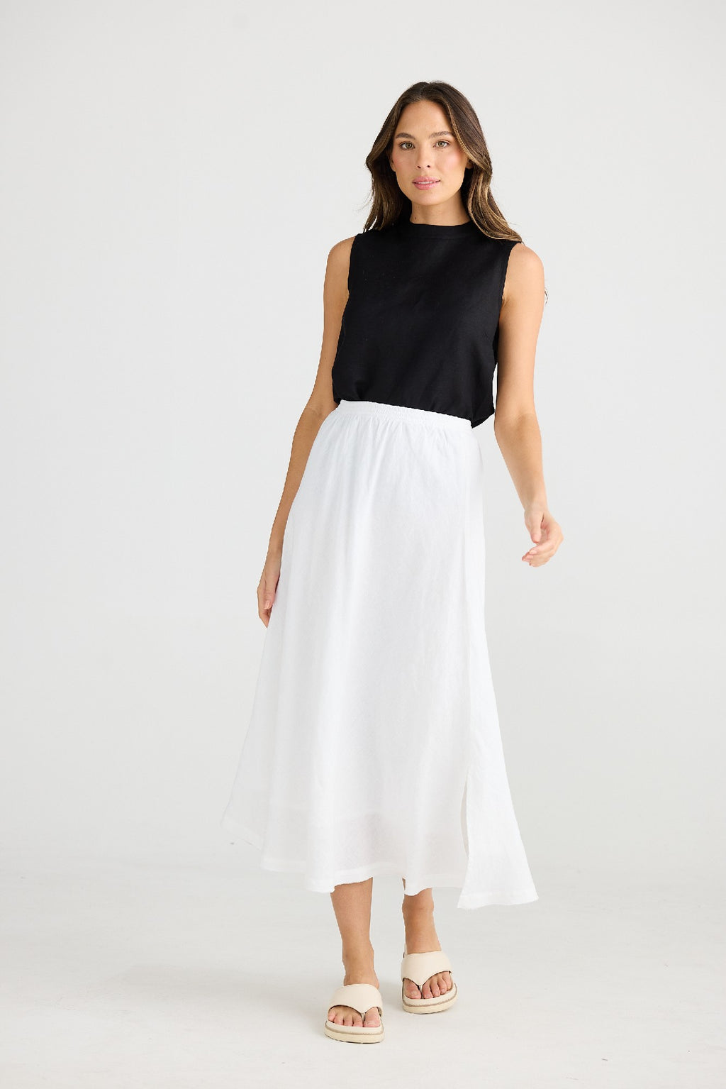 The Shanty Corporation Sicily Linen Skirt - White [CLR:WHITE  SZ:XS]