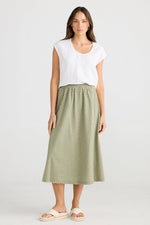 Load image into Gallery viewer, The Shanty Corporation Sicily Linen Skirt - Sage Check [CLR:SAGE CHECK SZ:XS]
