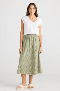 The Shanty Corporation Sicily Linen Skirt - Sage Check [CLR:SAGE CHECK SZ:XS]