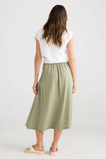 Load image into Gallery viewer, The Shanty Corporation Sicily Linen Skirt - Sage Check [CLR:SAGE CHECK SZ:XS]
