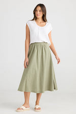 Load image into Gallery viewer, The Shanty Corporation Sicily Linen Skirt - Sage Check [CLR:SAGE CHECK SZ:XS]
