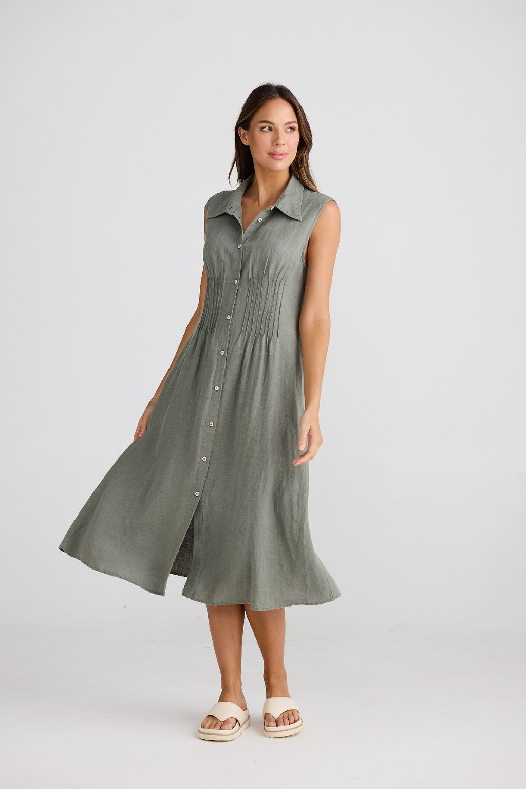 The Shanty Corporation Florentine Dress - Pistachio Linen [CLR:PISTACHIO LINEN SZ:XS]