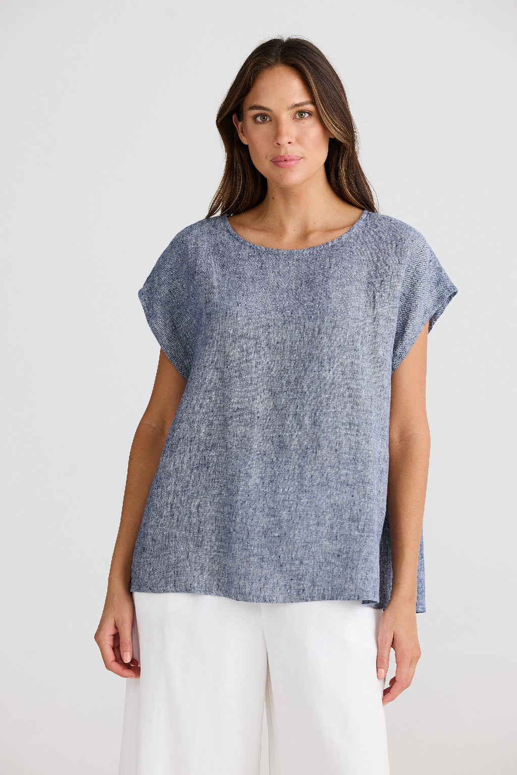 The Shanty Corporation Souk Linen Top - Navy Fleck [CLR:NAVY FLECK SZ:S/M]