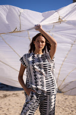 Load image into Gallery viewer, The Shanty Corporation Souk Linen Blend Top - Bahama [CLR:BAHAMA SZ:S/M]
