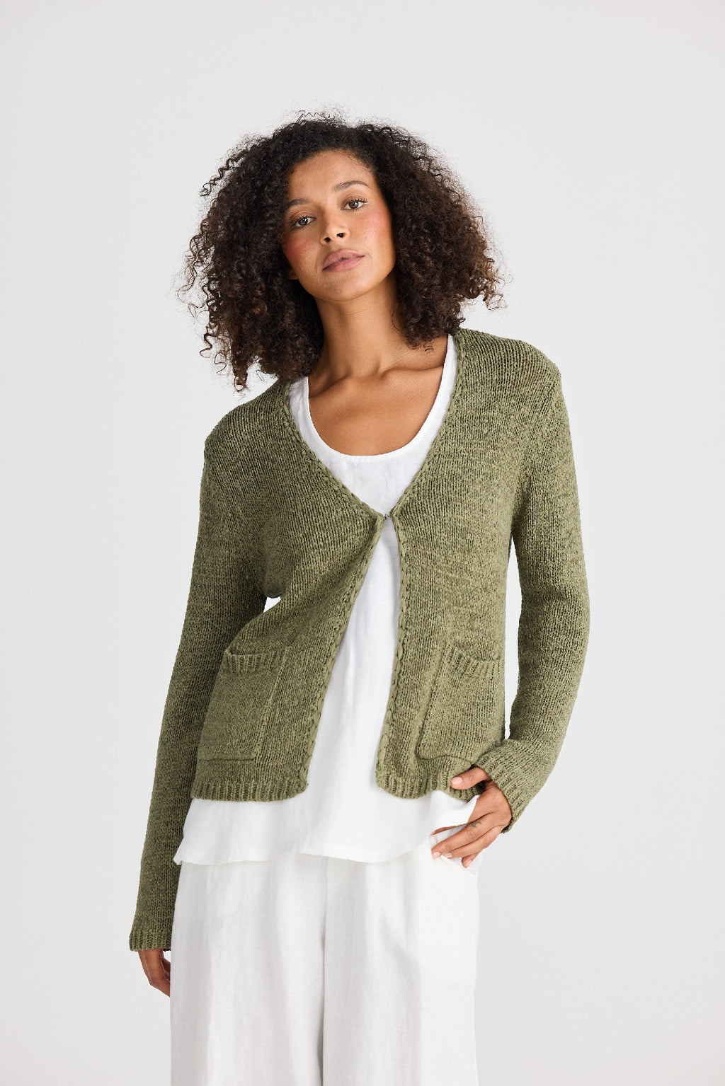The Shanty Saffron Cardi - Khaki [SZ:S]