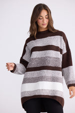 Load image into Gallery viewer, Brave + True Louise Stripe Knit - Chocolate with White Stripe [SZ:S/M]
