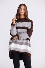 Load image into Gallery viewer, Brave + True Louise Stripe Knit - Chocolate with White Stripe [SZ:S/M]
