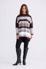 Load image into Gallery viewer, Brave + True Louise Stripe Knit - Chocolate with White Stripe [SZ:S/M]
