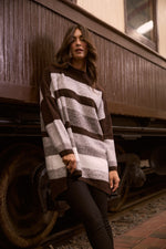 Load image into Gallery viewer, Brave + True Louise Stripe Knit - Chocolate with White Stripe [SZ:S/M]
