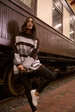Load image into Gallery viewer, Brave + True Louise Stripe Knit - Chocolate with White Stripe [SZ:S/M]
