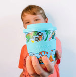 Load image into Gallery viewer, Chino Club Kids Keep Cup &amp; Straw 8oz - Dinosaurs &amp; Monster Trucks
