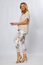 Load image into Gallery viewer, La Strada Collection Printed Pants - White/Black/Brown [SZ:S]

