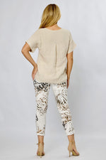Load image into Gallery viewer, La Strada Collection Printed Pants - White/Black/Brown [SZ:S]
