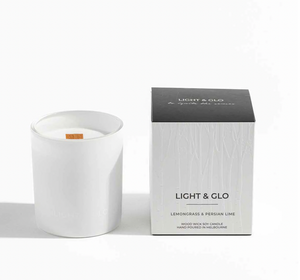 Light & Glo Candle Lemongrass & Persian Lime - White