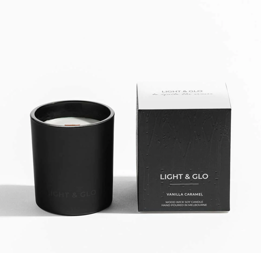 Light & Glo Candle Vanilla Caramel - Black