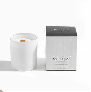 Light & Glo Candle Vanilla Caramel - White